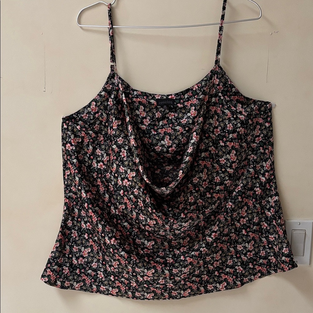 Zenobia Black and Pink Floral Camisole